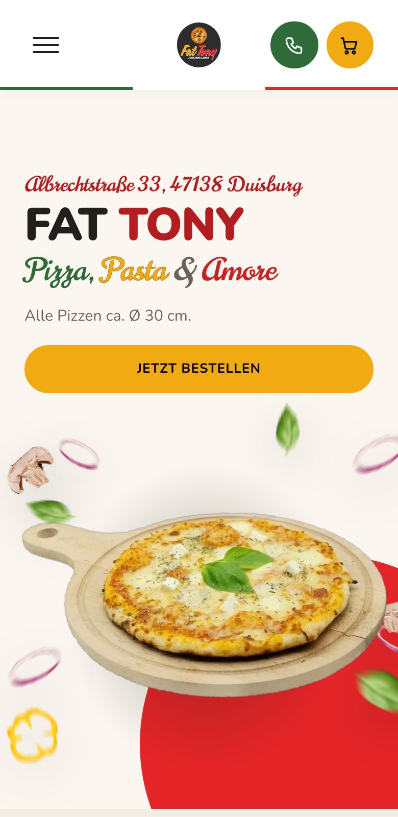 Die Startseite von Fat Tony auf dem Handy
